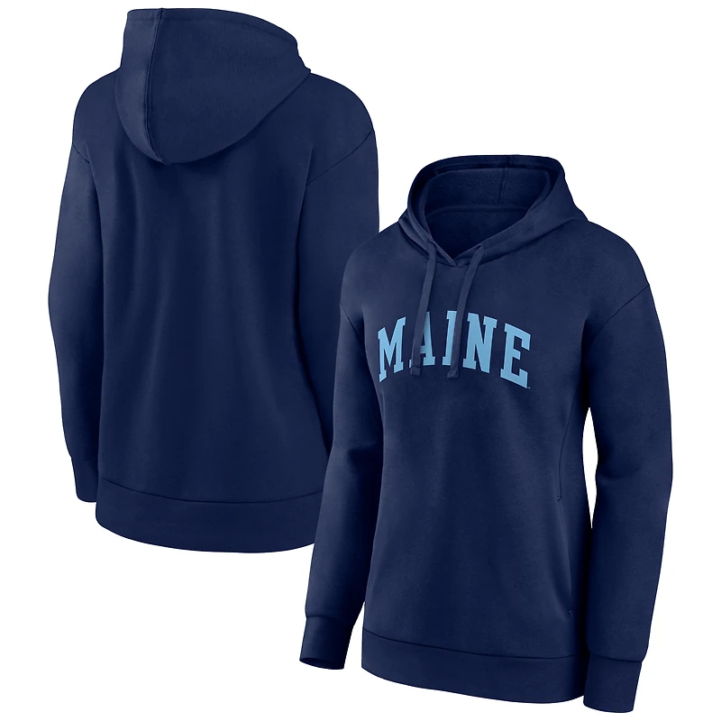 Women's Navy Maine Black Bears Arch Pullover Hoodie