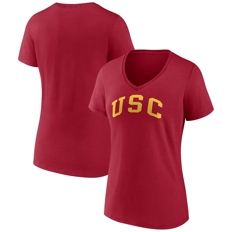 Women's Cardinal USC Trojans Arch V-Neck T-Shirt
