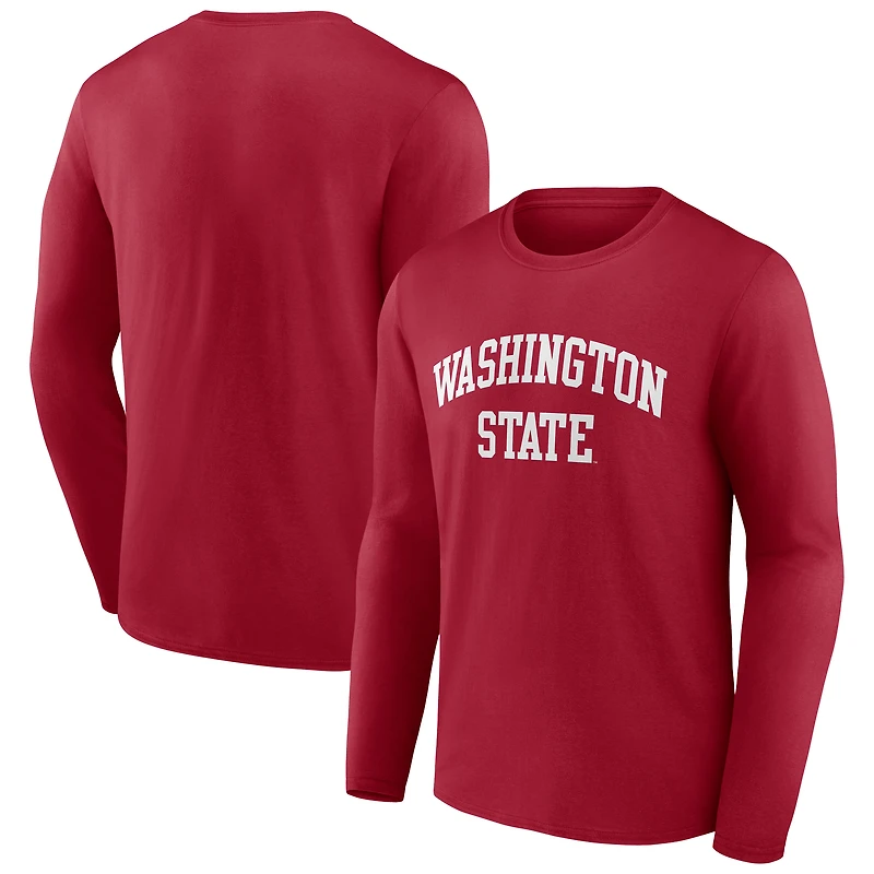 Men's Crimson Washington State Cougars Arch Long Sleeve T-Shirt
