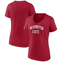 Women's Crimson Washington State Cougars Arch V-Neck T-Shirt