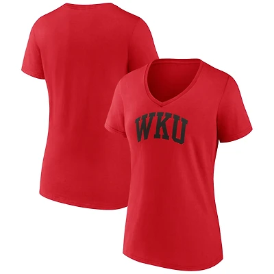 Women's Red Western Kentucky Hilltoppers Basic Arch V-Neck T-Shirt