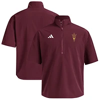 Men's adidas  Maroon Arizona State Sun Devils Woven Quarter-Zip Short Sleeve Pullover