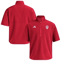 Men's adidas  Crimson Indiana Hoosiers Woven Quarter-Zip Short Sleeve Pullover