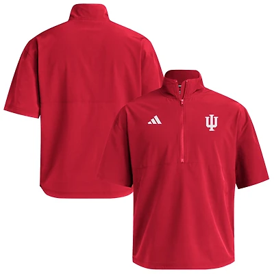 Men's adidas  Crimson Indiana Hoosiers Woven Quarter-Zip Short Sleeve Pullover