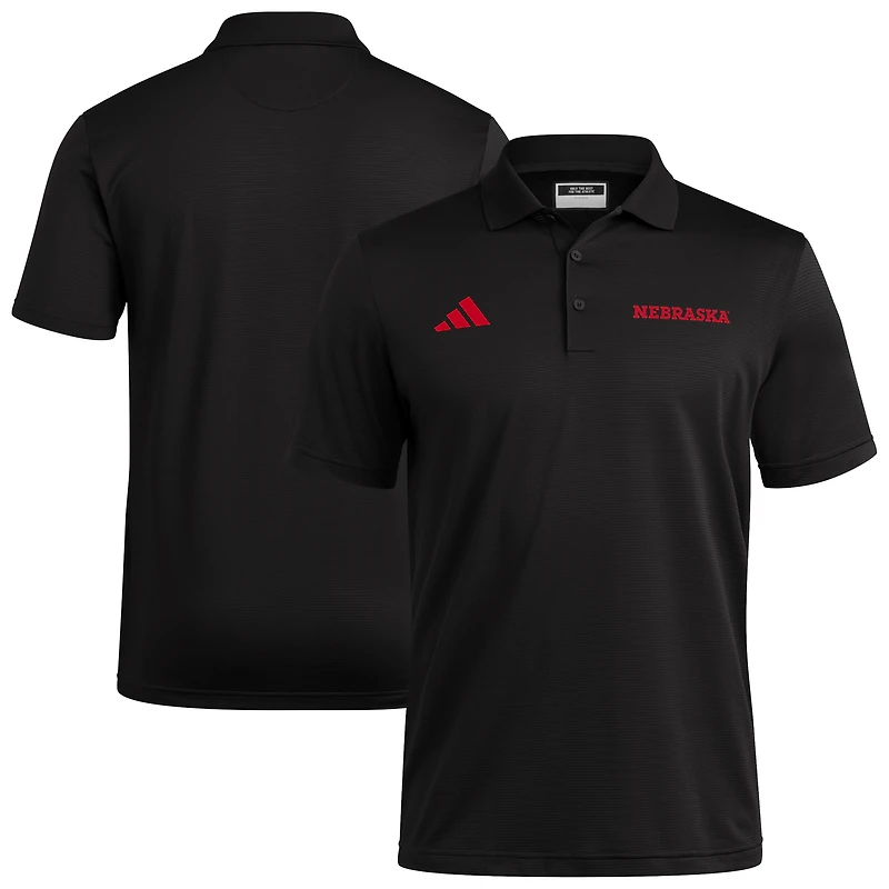 Men's adidas Black Nebraska Huskers Ultimate 365 Ottoman Polo Shirt