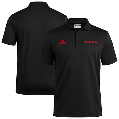 Men's adidas Black Nebraska Huskers Ultimate 365 Ottoman Polo Shirt