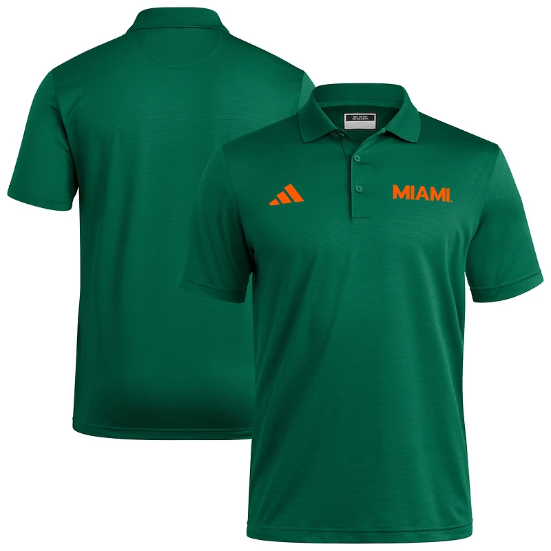 Men's adidas Green Miami Hurricanes Ultimate 365 Ottoman Polo Shirt