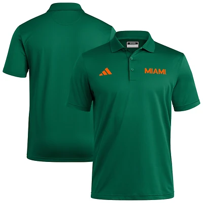 Men's adidas Green Miami Hurricanes Ultimate 365 Ottoman Polo Shirt