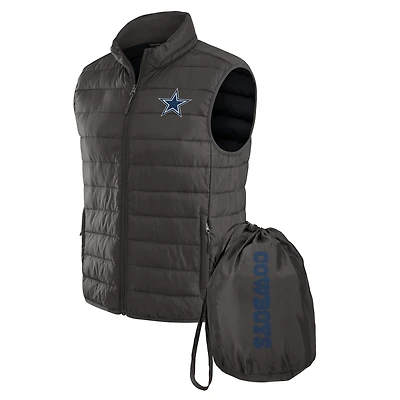 Men's NFL x Darius Rucker Collection by Fanatics Gray Dallas Cowboys Packable Full-Zip Vest with Travel Bag