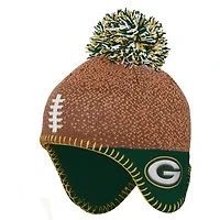 Preschool Brown Green Bay Packers Football Head Knit Hat with Pom