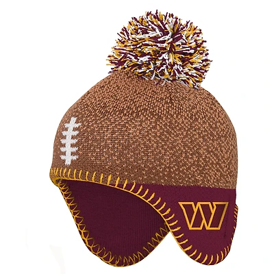 Preschool Brown Washington Commanders Football Head Knit Hat with Pom