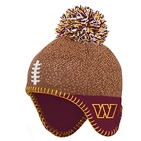 Preschool Brown Washington Commanders Football Head Knit Hat with Pom