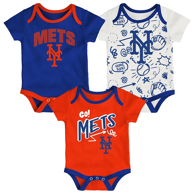 Infant & Newborn Outerstuff New York Mets All Day Play Three-Piece Bodysuit Set