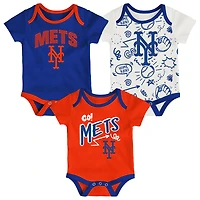 Infant & Newborn Outerstuff New York Mets All Day Play Three-Piece Bodysuit Set
