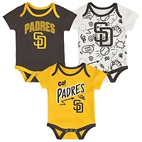 Infant & Newborn Outerstuff San Diego Padres All Day Play Three-Piece Bodysuit Set
