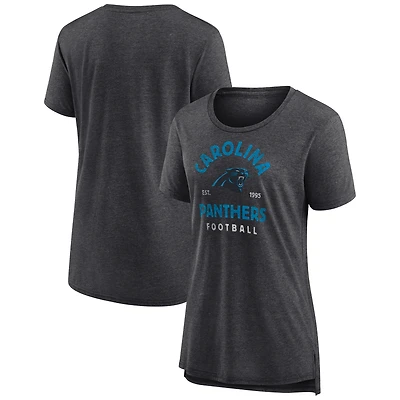 Women's Charcoal Carolina Panthers Vintage Arch Tri-Blend T-Shirt
