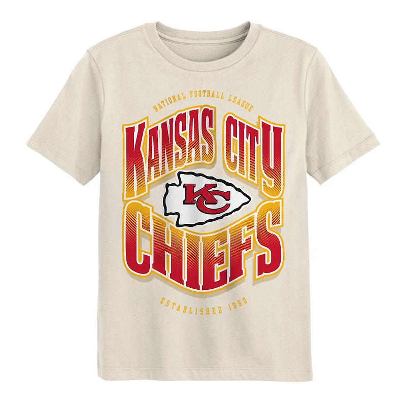 Youth Outerstuff Cream Kansas City Chiefs Huddle T-Shirt