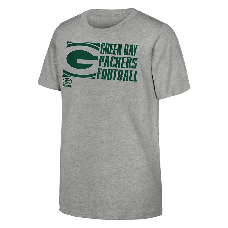 Youth Outerstuff Heather Gray Green Bay Packers Post Game T-Shirt