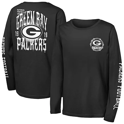 Youth Outerstuff Black Green Bay Packers Rumble Long Sleeve T-Shirt