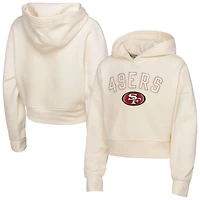 Girls Youth Outerstuff Cream San Francisco 49ers Oversized Cropped Blitz Hoodie
