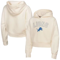 Girls Youth Outerstuff Cream Detroit Lions Oversized Cropped Blitz Hoodie