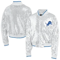 Youth Girl's Outerstuff Silver Detroit Lions Glam Squad Sequin Jacket