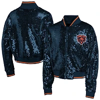 Youth Girl's Outerstuff Navy Chicago Bears Glam Squad Sequin Jacket