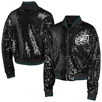 Youth Girl's Outerstuff Black Philadelphia Eagles Glam Squad Sequin Jacket