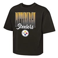 Girls Youth Outerstuff  Black Pittsburgh Steelers Big City Boxy T-Shirt