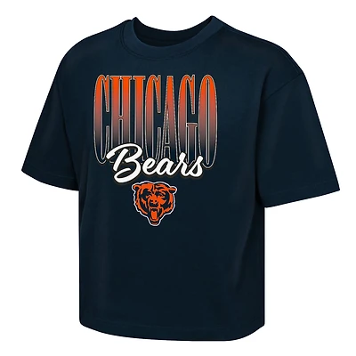 Girls Youth Outerstuff  Navy Chicago Bears Big City Boxy T-Shirt