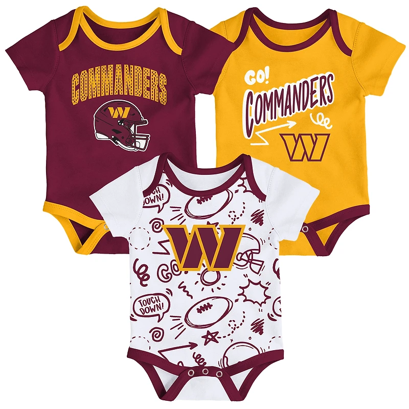 Infant Outerstuff Washington Commanders All Day Play Three-Piece Bodysuit Set