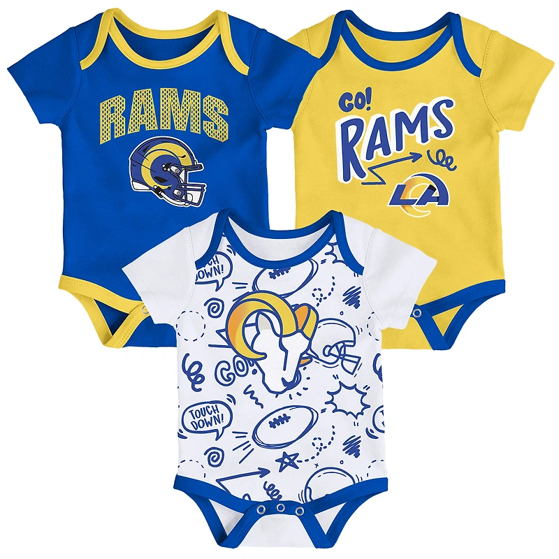 Infant Outerstuff Los Angeles Rams All Day Play Three-Piece Bodysuit Set