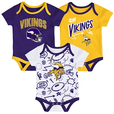 Infant Outerstuff  Minnesota Vikings All Day Play Three-Piece Bodysuit Set