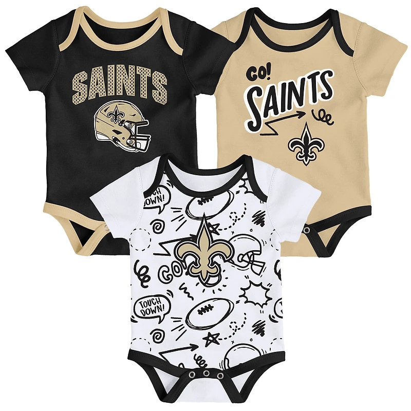 Infant Outerstuff  New Orleans Saints All Day Play Three-Piece Bodysuit Set