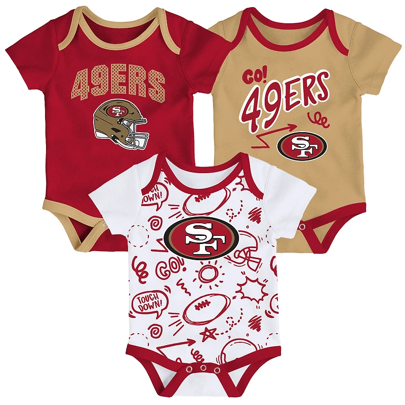 Infant Outerstuff San Francisco 49ers All Day Play Three-Piece Bodysuit Set
