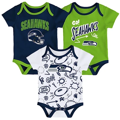 Infant Outerstuff  Seattle Seahawks All Day Play Three-Piece Bodysuit Set