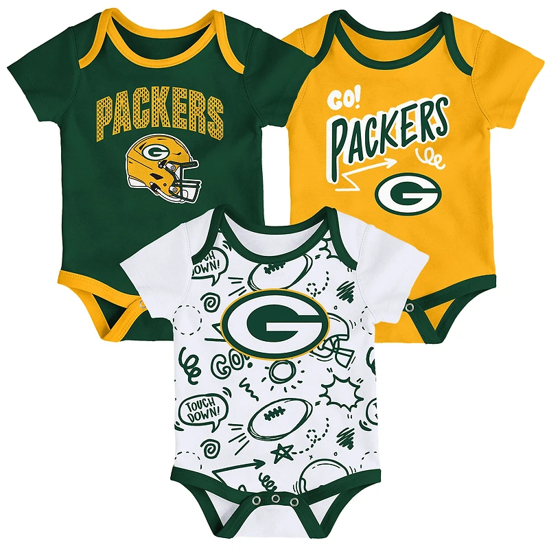 Infant Outerstuff  Green Bay Packers All Day Play Three-Piece Bodysuit Set