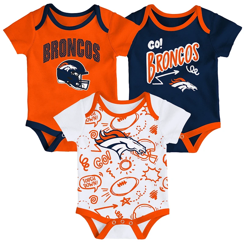 Infant Outerstuff  Denver Broncos All Day Play Three-Piece Bodysuit Set