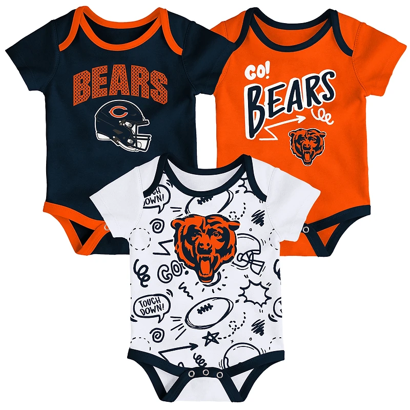 Infant Outerstuff Chicago Bears All Day Play Three-Piece Bodysuit Set