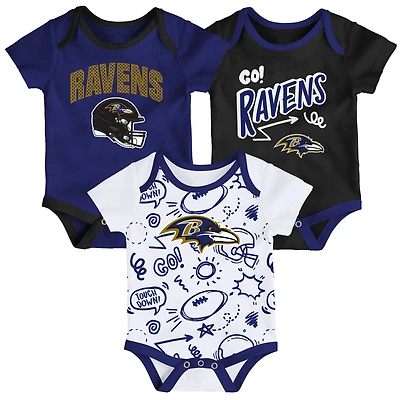 Infant Outerstuff  Baltimore Ravens All Day Play Three-Piece Bodysuit Set
