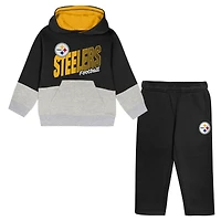Toddler Outerstuff Black Pittsburgh Steelers Lineman Fleece Hoodie & Pants Set
