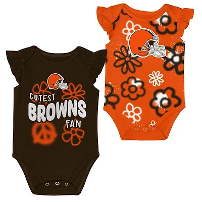Girls Newborn & Infant Outerstuff Cleveland Browns The Sunshine Two-Piece Bodysuit Set