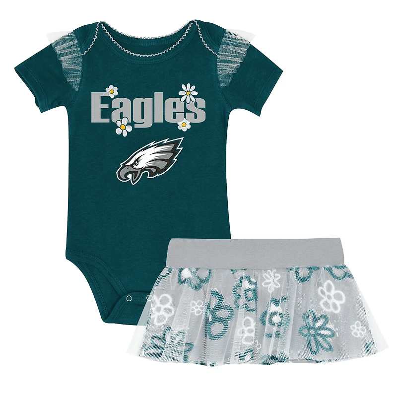 Girls Newborn Outerstuff Midnight Green Philadelphia Eagles My Team Rocks Bodysuit and Skirt Set