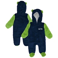Newborn & Infant Outerstuff College Navy Seattle Seahawks Stay Napping Fleece Bunting Full-Zip Sleeper