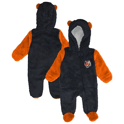 Newborn & Infant Outerstuff Black Cincinnati Bengals Stay Napping Fleece Bunting Full-Zip Sleeper