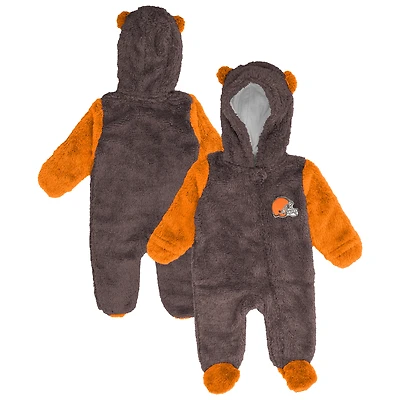 Newborn & Infant Outerstuff Brown Cleveland Browns Stay Napping Fleece Bunting Full-Zip Sleeper