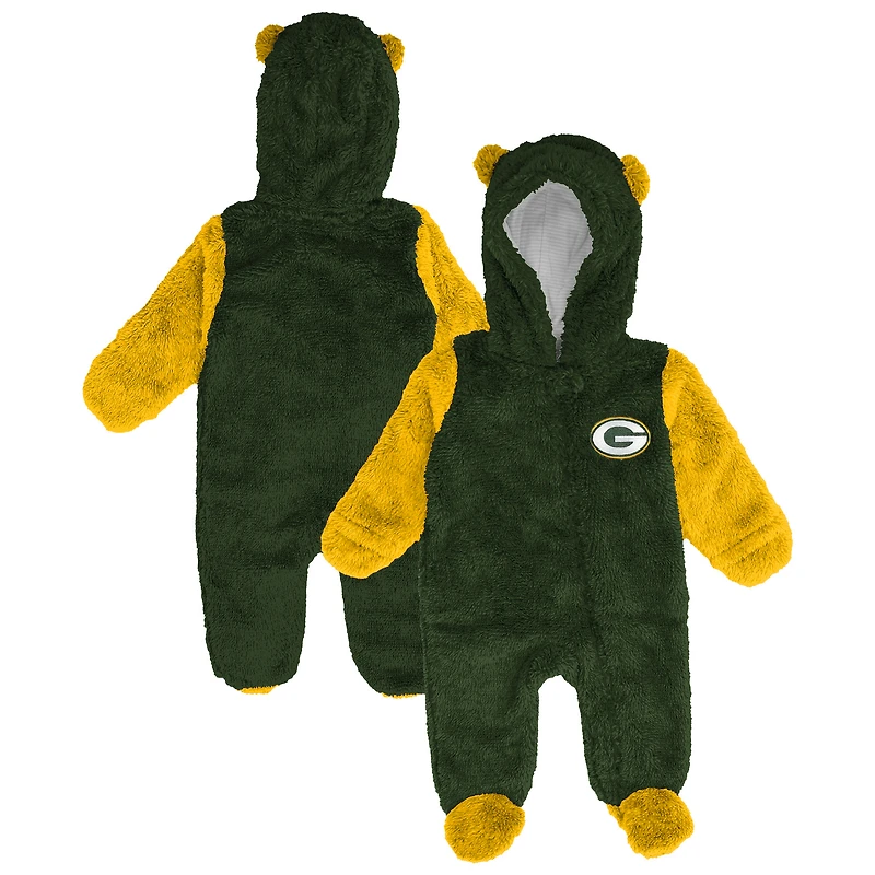 Newborn & Infant Outerstuff Green Bay Packers Stay Napping Fleece Bunting Full-Zip Sleeper