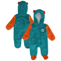 Newborn & Infant Outerstuff Aqua Miami Dolphins Stay Napping Fleece Bunting Full-Zip Sleeper