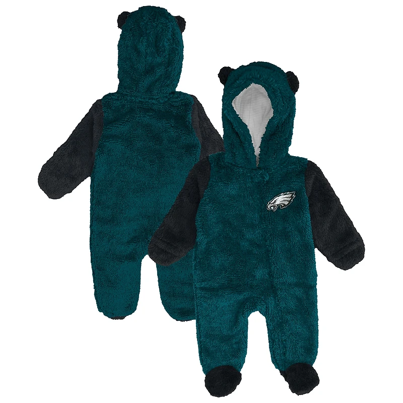 Newborn & Infant Outerstuff Midnight Green Philadelphia Eagles Stay Napping Fleece Bunting Full-Zip Sleeper