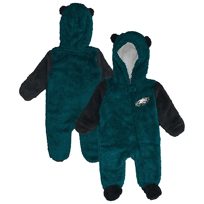Newborn & Infant Outerstuff Midnight Green Philadelphia Eagles Stay Napping Fleece Bunting Full-Zip Sleeper